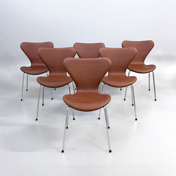 Arne Jacobsen - 6 st Sjuan 3107 - FRITZ HANSEN