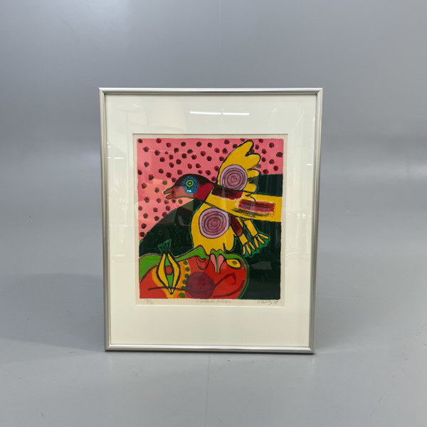 Färglitografi av Corneille -"L'essor de l'oiseau"