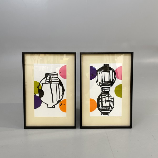 2 st Färglitografier av Håkan Berg