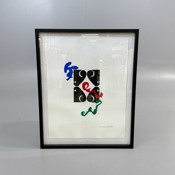 Färglitografi av Carl-Fredrik Reuterswärd